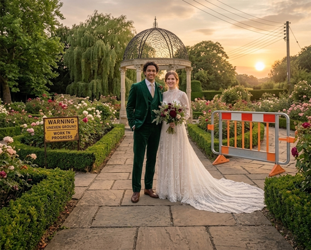 Wedding & Portrait Editing – before example: Wedding Scene Object Removal & Sky